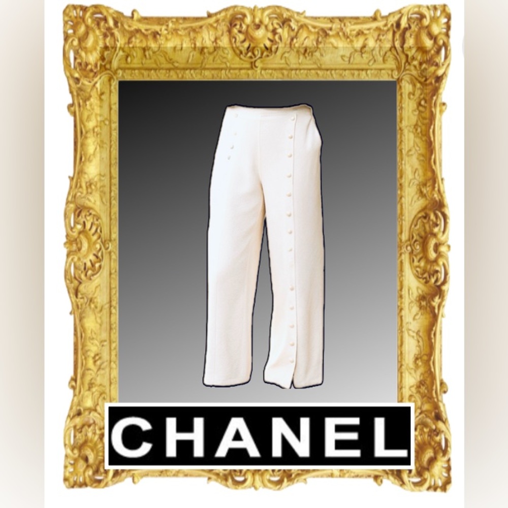 Chanel White Wide-Leg Trousers 1997